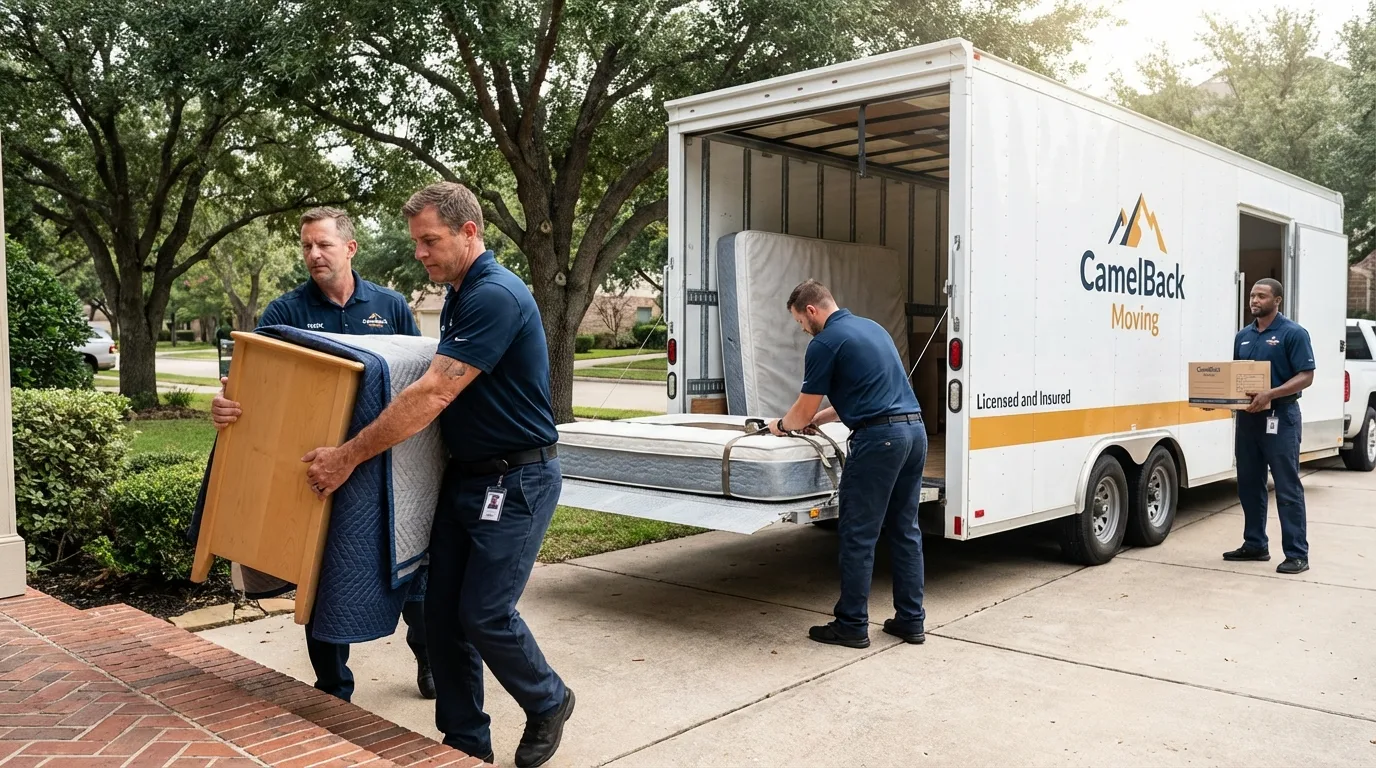 Crew loading residential truck for cross-state move from Hollywood, SC